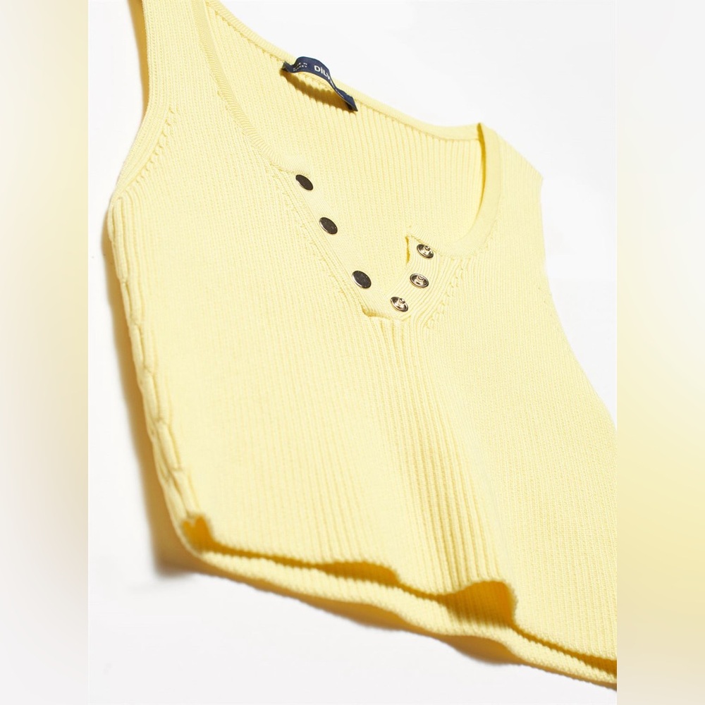 The Essential Ribbed Tank Top -Yellow - Picture 7 of 8